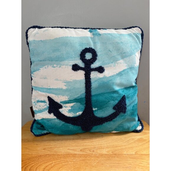 Nautical Allen + Roth Anchor Pillow & Whalecome Sign Set Welcome Buoy Decor - Picture 2 of 11